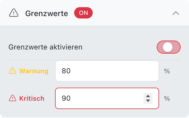 Grenzwerte mit aktivierten Warning- und Critical-Werten